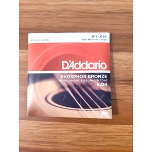 D'Addario EJ24 Phosphor Bronze Acoustic Guitar Strings True Medium, .013-.056